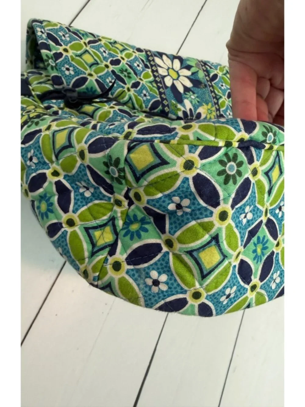 Vera Bradley Crossbody Messenger Laptop Bag Blue Green Daisy Daisy 14x10x4 in